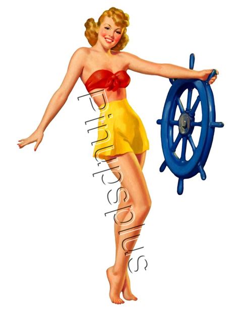 retro rockabilly nautical pinup girl waterslide decal for