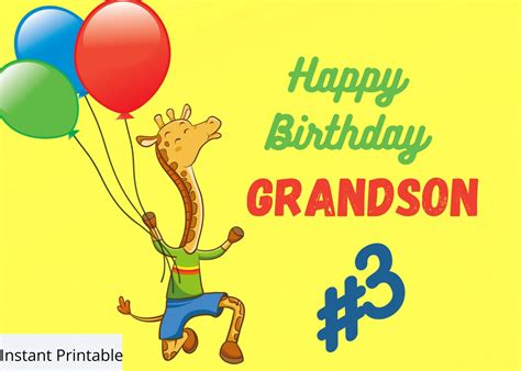 colorful birthday card  grandsons  birthday etsyde