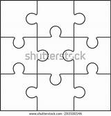 Puzzle Template Jigsaw Blank Simple Pieces Vector Nine 3x3 Shutterstock Stock Search sketch template