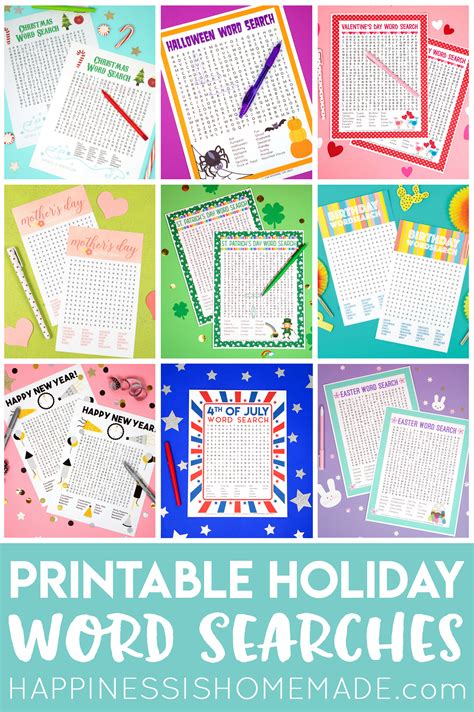 holiday word search printables happiness  homemade