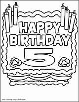 Birthday Coloring Pages Printable Color Card Happy 4th Year Old Holiday Cards Cake Sheets Season Kids Years Children Five Template sketch template