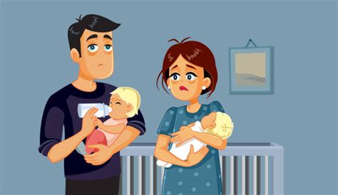 tired mom with twins stock vectors istock