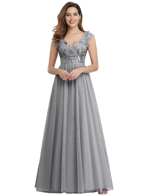 pretty  gray applique formal evening dress cocktail homecoming