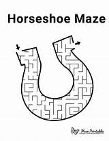 Maze Horseshoe Mazes Printable Cowboy Kids Shape Animal Activity Museprintables Worksheets Horse Choose Board sketch template