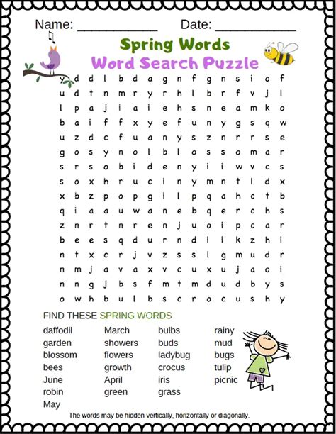 spring word search puzzle  printable word search puzzletainment