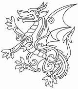 Dragon Coloring Pages Heraldry Embroidery Gilded Adult Celtic Designs Welsh Colouring Patterns Dragons Viking Urban Threads Tattoo Urbanthreads Redwork Drawings sketch template