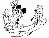 Mickey Pluto Coloring Pages Mouse Friends Disneyclips Skateboarding sketch template