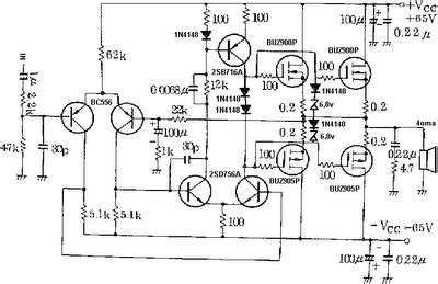 class  power amplifier schematic diagram ocl power amplifier circuit