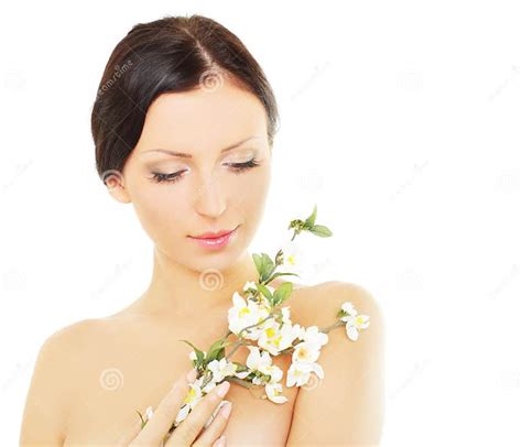 woman  spring blossom spa concept stock photo image  girl