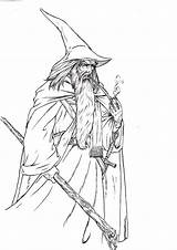 Gandalf Drawings Drawing Hobbit Wizards Lord Colouring Tolkien Abc Fellowship Clipground sketch template