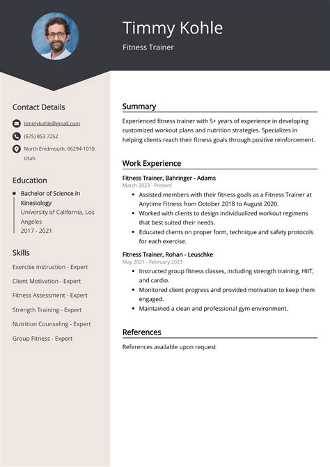 fitness trainer resume   guide