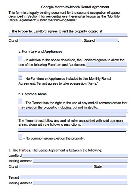 printable georgia lease agreement printable templates  nora