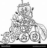 Cartoon Fruits Berry Coloring Vector Book Royalty sketch template