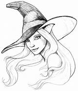 Coloring Halloween Pages Witch Drawings Witches Printable Drawing Easy Sketches Choose Board sketch template