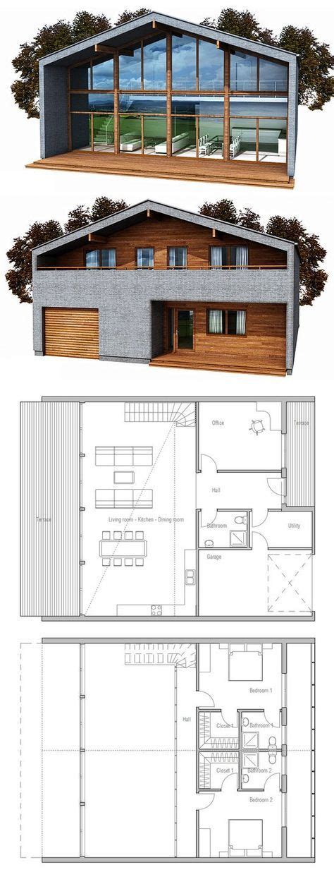 contemporary home plan big windows high ceiling   living area