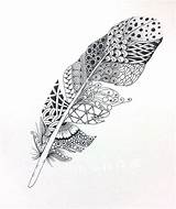 Feather Zentangle Drawing Mandala Doodle Instagram Feder Au Feathers Gemerkt Von Tattoos Choose Board Drawings Google sketch template