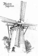 Windmill Drawing Dutch Holland Drawings Paintingvalley sketch template