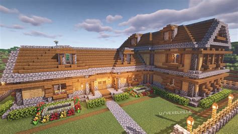 timelapse building  large wooden mansion  blocks rminecraftbuilds