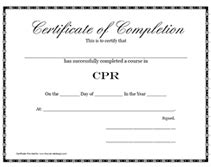 printable cpr certification training award certificates