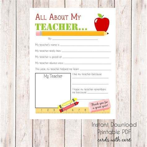 teacher information sheet printable instant  teacher