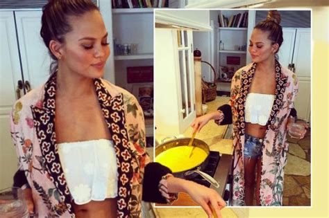 chrissy teigen shows off jaw dropping flat stomach in crop top just