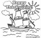 Thanksgiving Coloring Mayflower Pages Printable Print Color sketch template