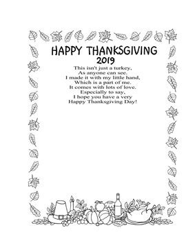 thanksgiving handprint poem turkey art template   gift tpt