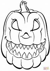 Coloring Scary Pumpkin Pages Printable Drawing Supercoloring sketch template