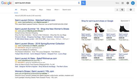 google  search layout displaying ads