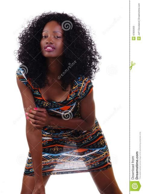 Attactive Skinny Black Teen Girl Standing In Dress Stock Image Image