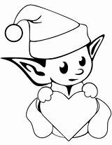 Elf Coloring Christmas Pages Cute Drawing Printable Sheets Simple Elves Colouring Print Drawings Kids Template Cartoon sketch template