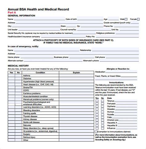 fillable scouts bsa medical form printable forms