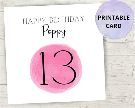 personalised birthday card happy  birthday thirteenth etsy