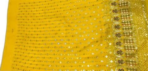 yellow embroidered net fabric  rs meter embroidered net fabric