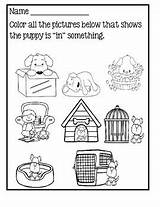 Worksheets Preposition Prepositions Coloring Cards Positional Word Pages Kindergarten English 1k Followers Grade Template sketch template