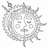 Moon Sun Pages Coloring Steampunk Tattoo Lineart Hippie Earth Adult Deviantart Drawings Colouring Printable Color Stars Adults Nature Books Print sketch template