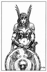 Maiden Sheild Valkyrie Warrioress Norse sketch template