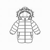 Winter Jacket Coloring Clothes Padded Illustration Baby Clothing Clip Template Vector Illustrations Icons Pages Sketch Isolated Background Stock sketch template