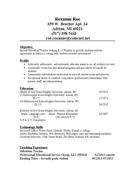 resume schools applied psychology