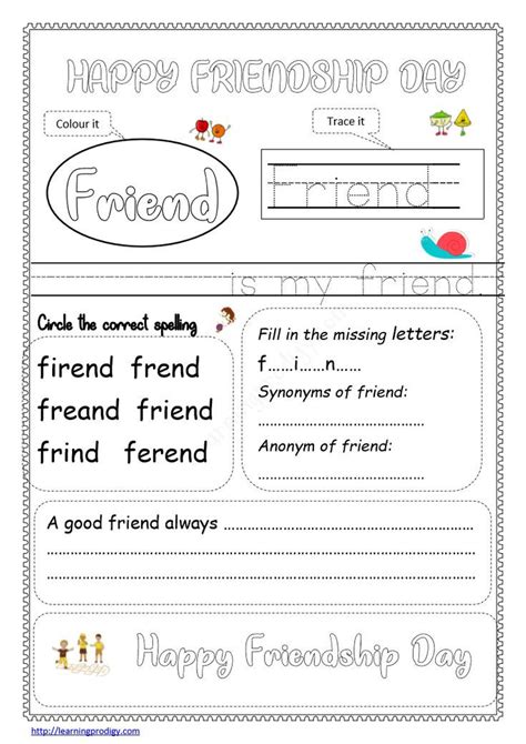 printable friendship day activity  preschoolfriendship day