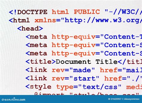 html web page code front view royalty  stock photography image