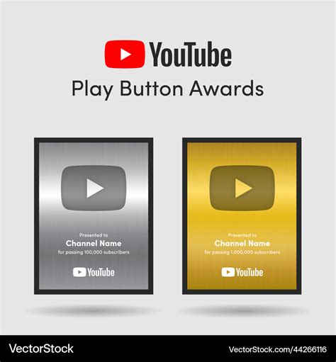 youtube play button silver  golden awards vector image