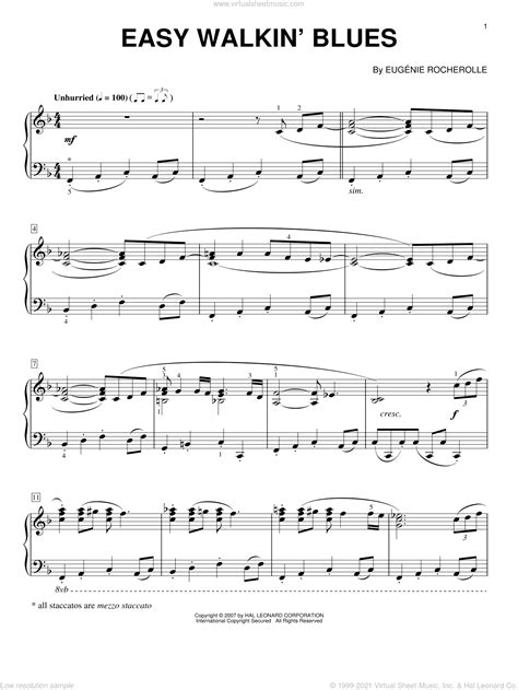 rocherolle easy walkin blues sheet   piano solo