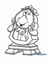 Coloring Pages Disney Belle Princess Cogsworth Printables Beast Beauty Princesses Clipart Face Troll Invitations Template Stationary Cards Mrs Disneyclips Potts sketch template