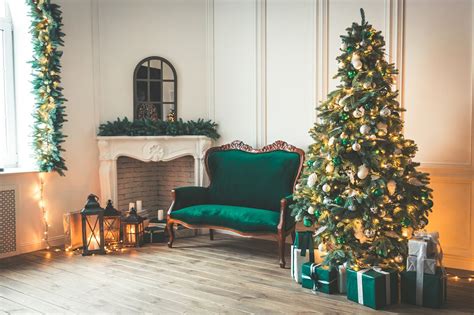 christmas living room   firepla high quality holiday stock