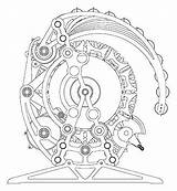 Clock Drawing Steampunk Mechanical Long Now Engineering Gear Gears Drawings Tattoo Unique Skull Complex Coloring Pages Time Chime Computer Foundation sketch template