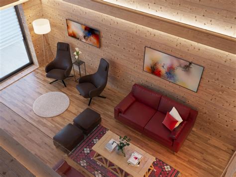 wooden house lounge area design