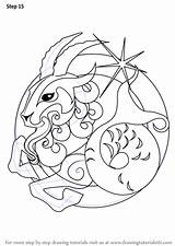 Capricorn Zodiac Sign Draw Drawing Step Signs Tutorials Drawingtutorials101 Horoscope Tattoo Choose Board sketch template