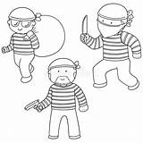 Thief Voleur Ladro Vektorsatz Robber Vettore Insieme Bandit Rapine Plunder Raised Hands Illustrazioni Illustrationen sketch template