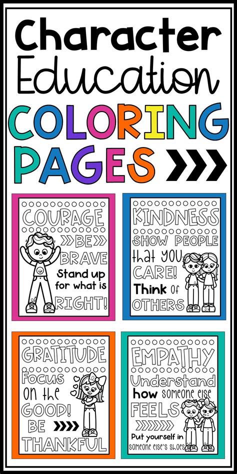 character education coloring pages character trait coloring posters